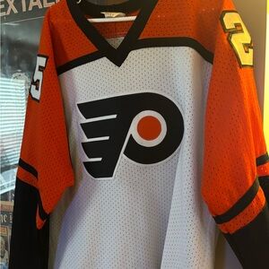 Peter Zezel vintage Philadelphia Flyers Orange and White Hockey Jersey